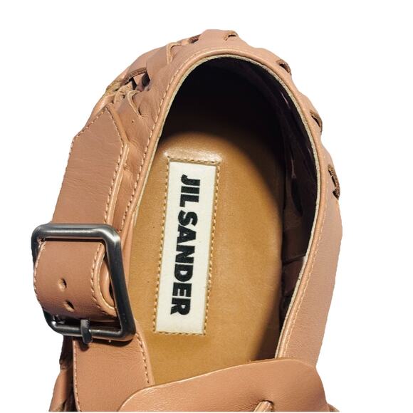 $1160 JIL SANDER Womens 36 US 6 Leather Woven Calfskin Gladiator Sandals Blush - Picture 4 of 10